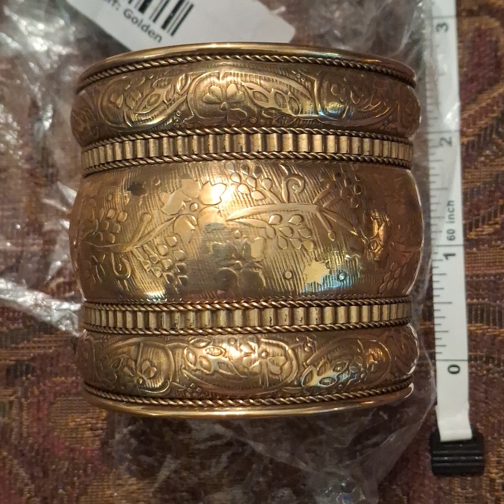 Engraved Floral Cuff Bracelet